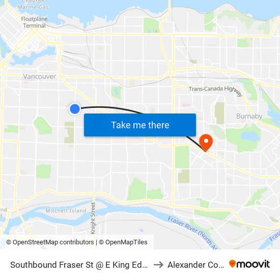 Southbound Fraser St @ E King Edward Ave to Alexander College map