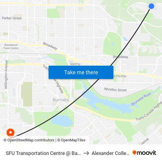 SFU Transportation Centre @ Bay 2 to Alexander College map