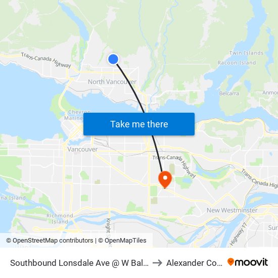 Southbound Lonsdale Ave @ W Balmoral Rd to Alexander College map