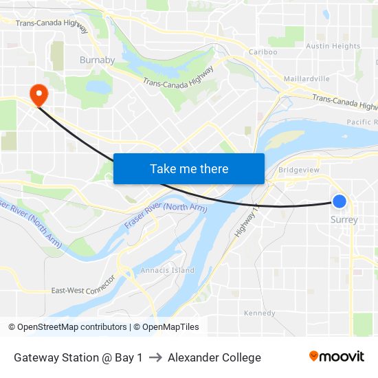 Gateway Station @ Bay 1 to Alexander College map