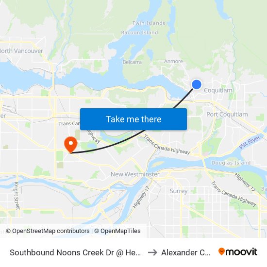 Southbound Noons Creek Dr @ Heather Place to Alexander College map