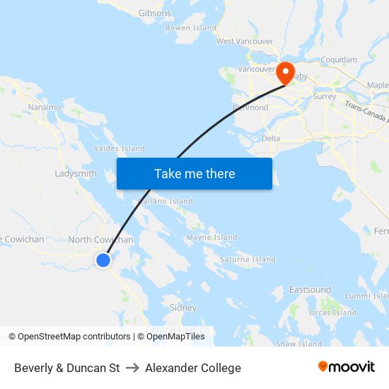 Beverly & Duncan St to Alexander College map