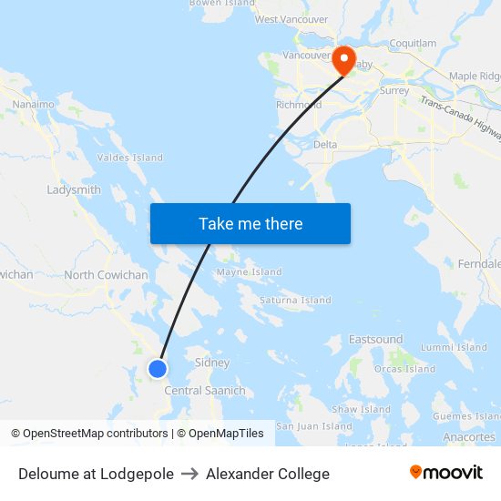 Deloume at Lodgepole to Alexander College map