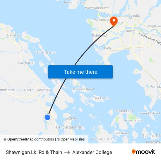 Shawnigan Lk. Rd & Thain to Alexander College map