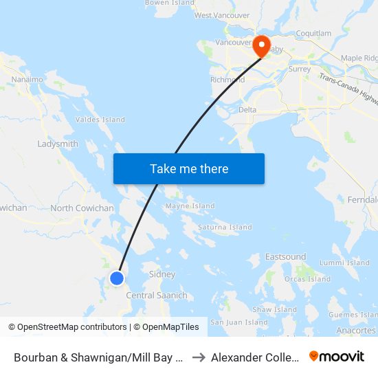 Bourban & Shawnigan/Mill Bay Rd to Alexander College map