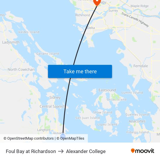 Foul Bay at Richardson to Alexander College map