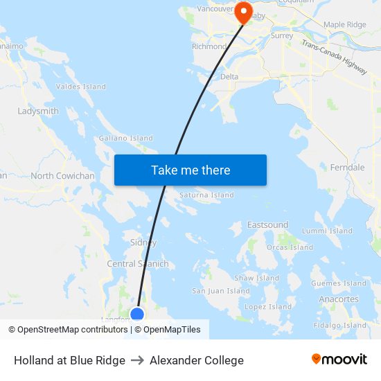 Holland at Blue Ridge to Alexander College map