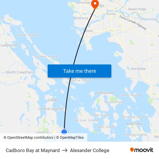 Cadboro Bay at Maynard to Alexander College map