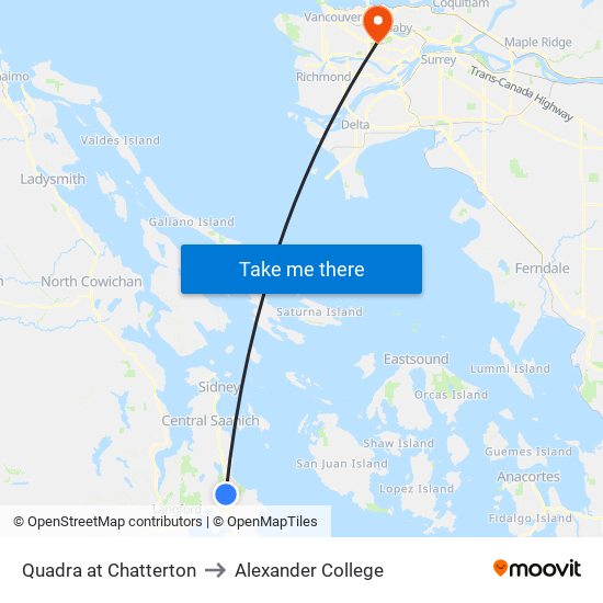 Quadra at Chatterton to Alexander College map