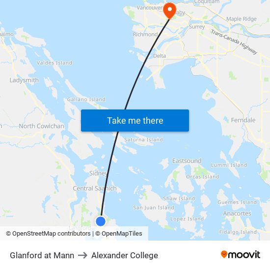 Glanford at Mann to Alexander College map