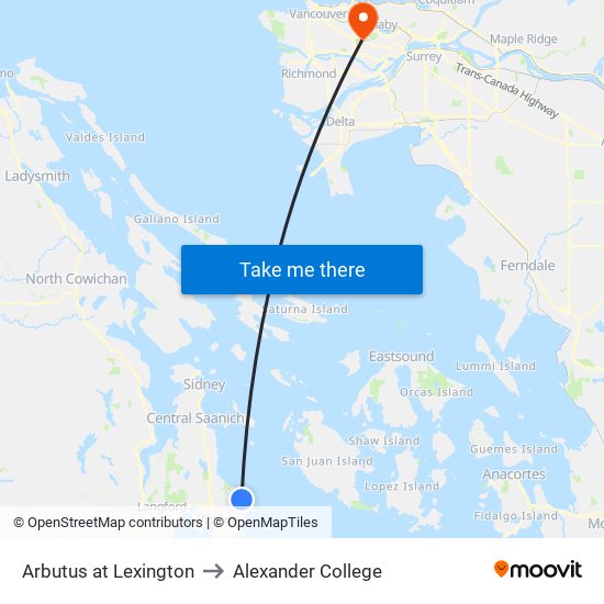 Arbutus at Lexington to Alexander College map