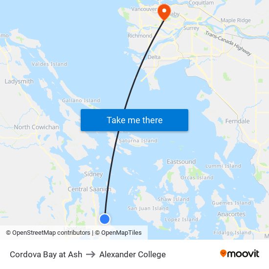 Cordova Bay at Ash to Alexander College map