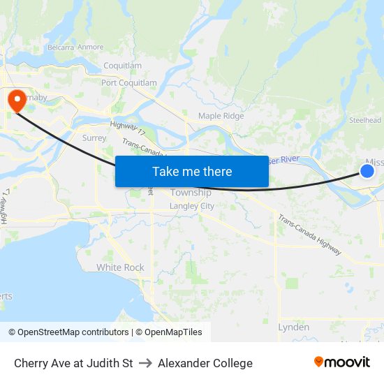 Cherry Ave at Judith St to Alexander College map