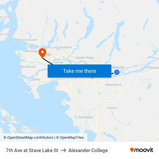 7 Av & Stave Lake to Alexander College map