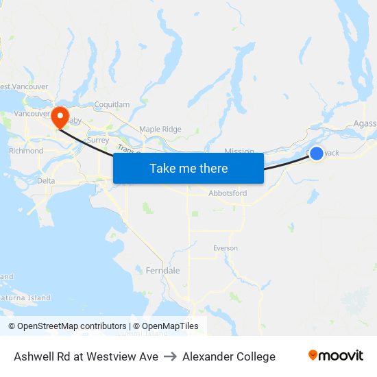 Ashwell Rd at Westview Ave to Alexander College map