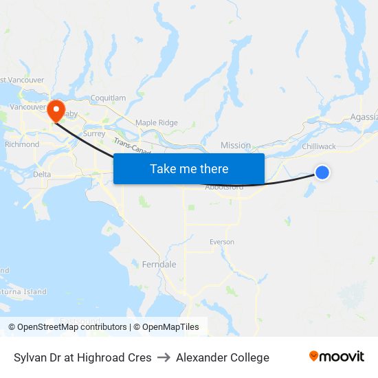 Sylvan Dr at Highroad Cres to Alexander College map