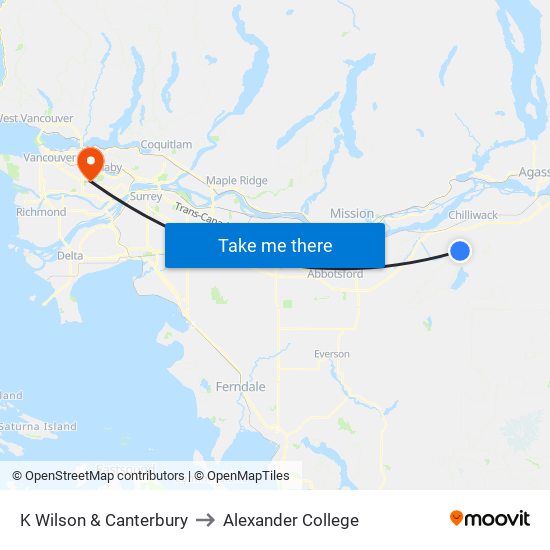 K Wilson & Canterbury to Alexander College map