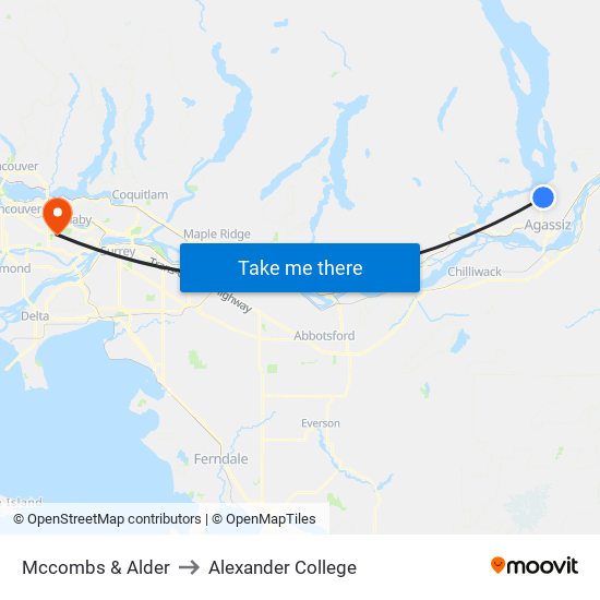 Mccombs & Alder to Alexander College map