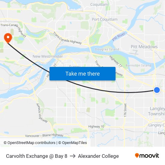 Carvolth Exchange @ Bay 8 to Alexander College map