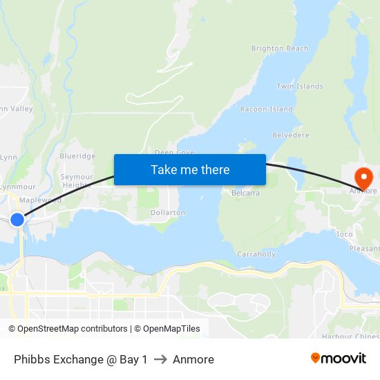 Phibbs Exchange @ Bay 1 to Anmore map