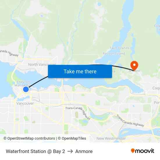 Waterfront Station @ Bay 2 to Anmore map