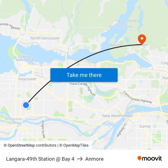 Langara-49th Station @ Bay 4 to Anmore map