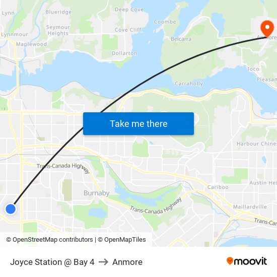 Joyce Station @ Bay 4 to Anmore map