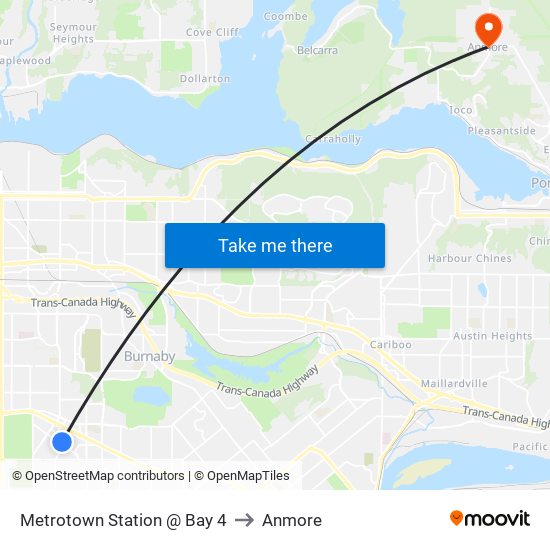 Metrotown Station @ Bay 4 to Anmore map