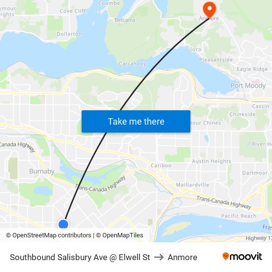 Southbound Salisbury Ave @ Elwell St to Anmore map