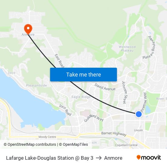 Lafarge Lake-Douglas Station @ Bay 3 to Anmore map