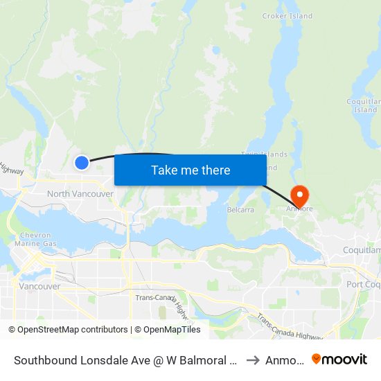 Southbound Lonsdale Ave @ W Balmoral Rd to Anmore map