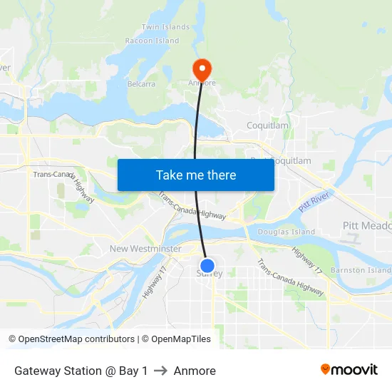 Gateway Station @ Bay 1 to Anmore map