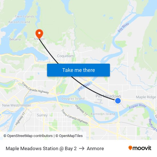 Maple Meadows Station @ Bay 2 to Anmore map