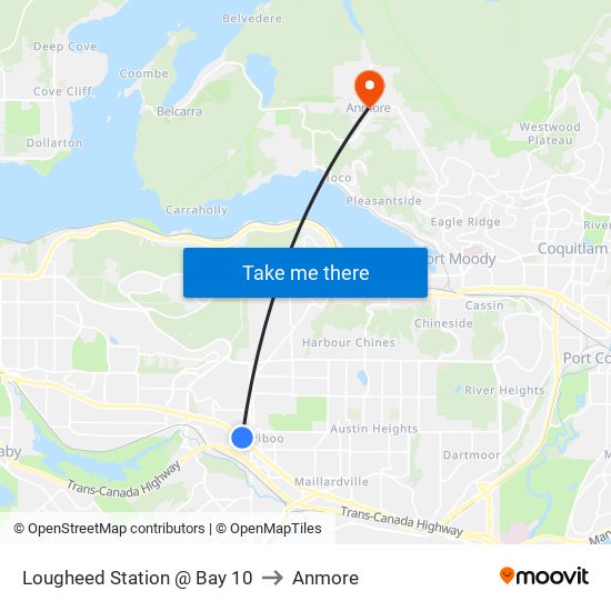 Lougheed Station @ Bay 10 to Anmore map
