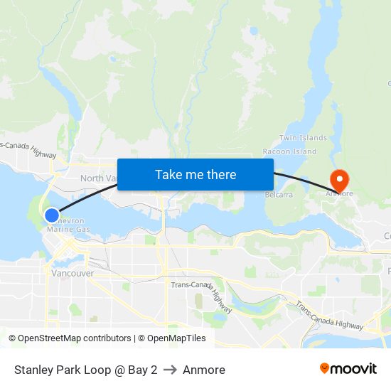 Stanley Park Loop @ Bay 2 to Anmore map