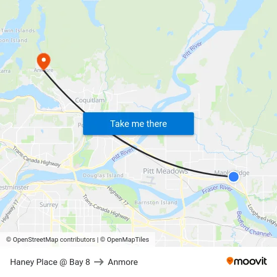 Haney Place @ Bay 8 to Anmore map