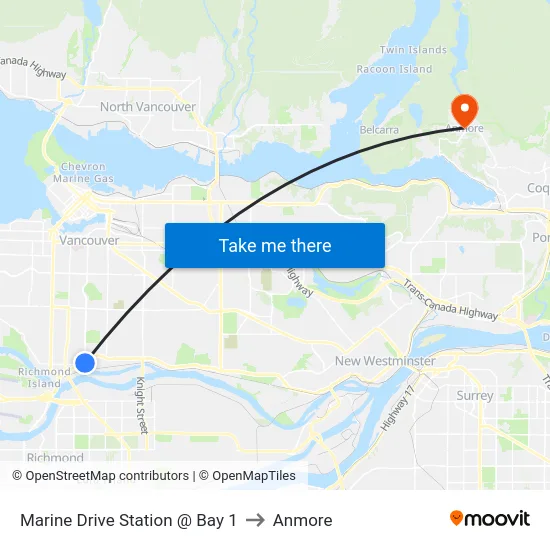 Marine Drive Station @ Bay 1 to Anmore map