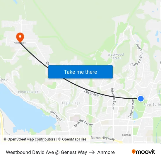Westbound David Ave @ Genest Way to Anmore map