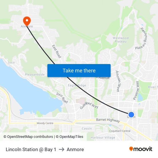 Lincoln Station @ Bay 1 to Anmore map