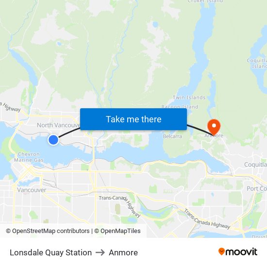 Lonsdale Quay Station to Anmore map