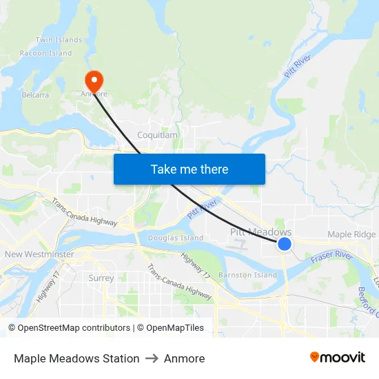 Maple Meadows Station to Anmore map