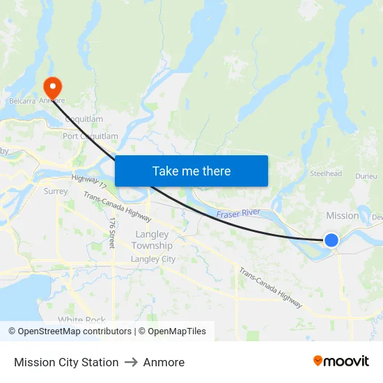 Mission City Station to Anmore map