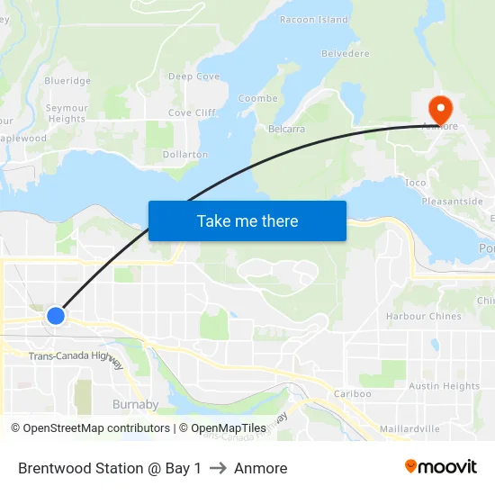 Brentwood Station @ Bay 1 to Anmore map