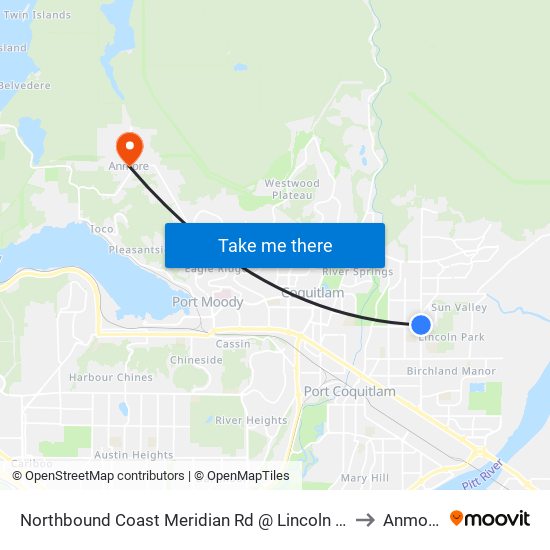 Northbound Coast Meridian Rd @ Lincoln Dr to Anmore map