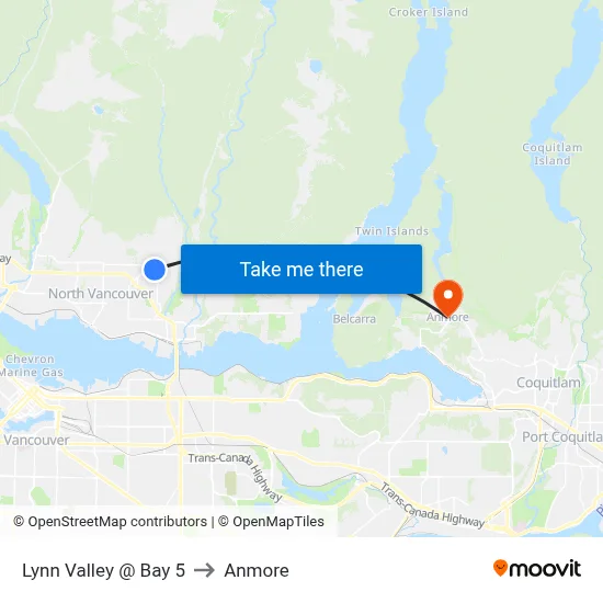 Lynn Valley @ Bay 5 to Anmore map