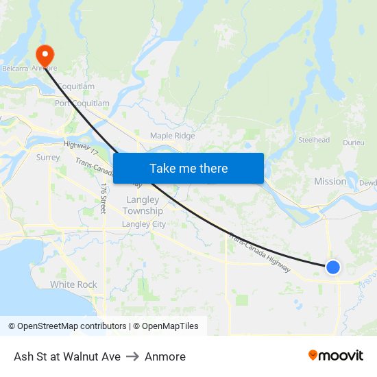 Ash & Walnut to Anmore map