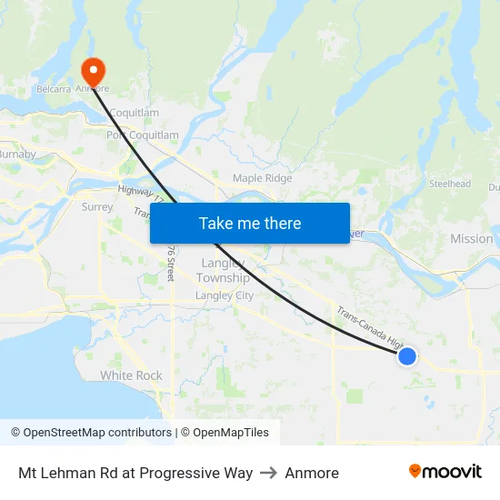 Mt Lehman Rd at Progressive Way to Anmore map