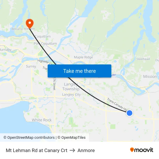 Mt Lehman Rd at Canary Crt to Anmore map