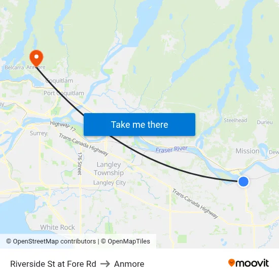 Riverside St at Fore Rd to Anmore map
