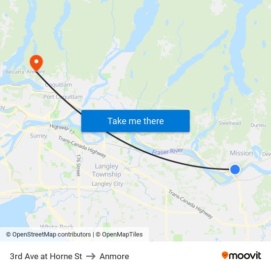 3 Av & Horne to Anmore map